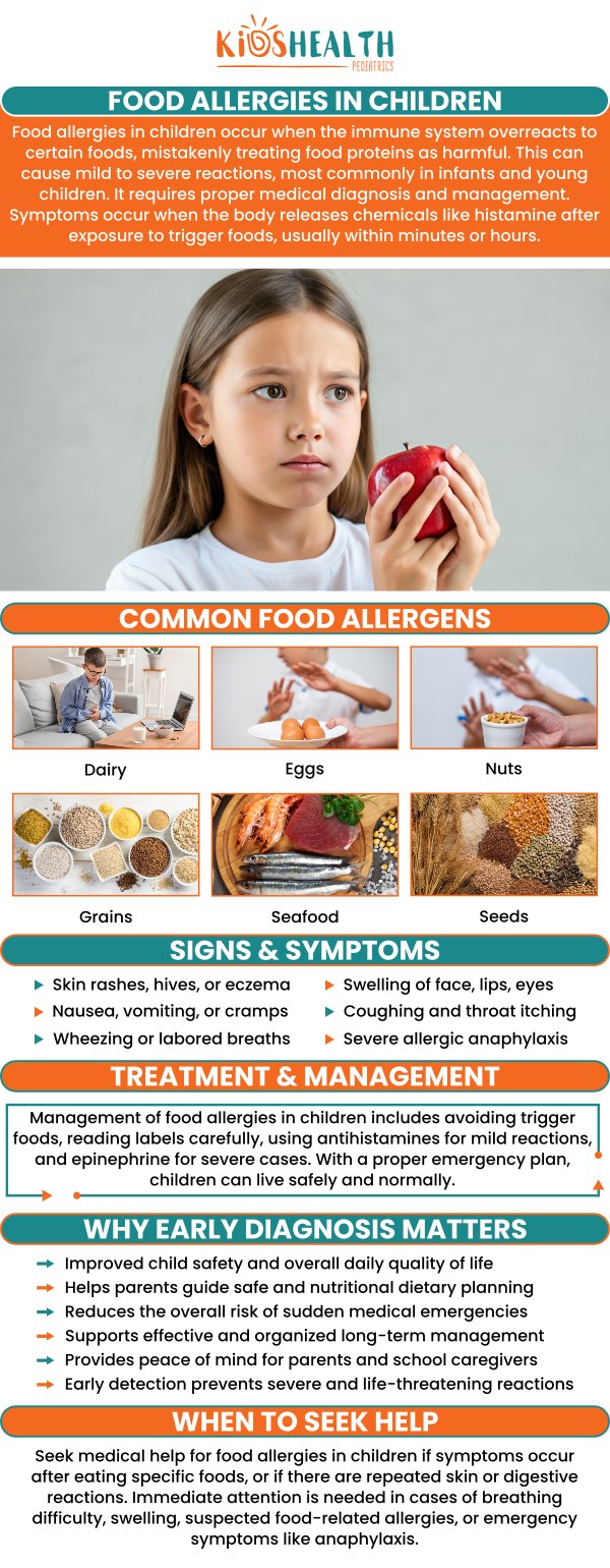 Food allergies in children can lead to severe, life-threatening reactions if not managed properly. Early diagnosis and intervention are critical to minimize risk and ensure a safer environment for children. Managing food allergies involves avoiding allergens, carrying emergency medication, and educating caregivers and teachers about the child's specific needs. At KidsHealth Pediatrics, Dr. Maria Nabong provides professional care for children with food allergies, offering personalized treatment plans to help families navigate allergy management effectively. For more information, contact us or book an appointment online. We are conveniently located at 5425 E Bell Rd Suite 131 Scottsdale, AZ 85254.