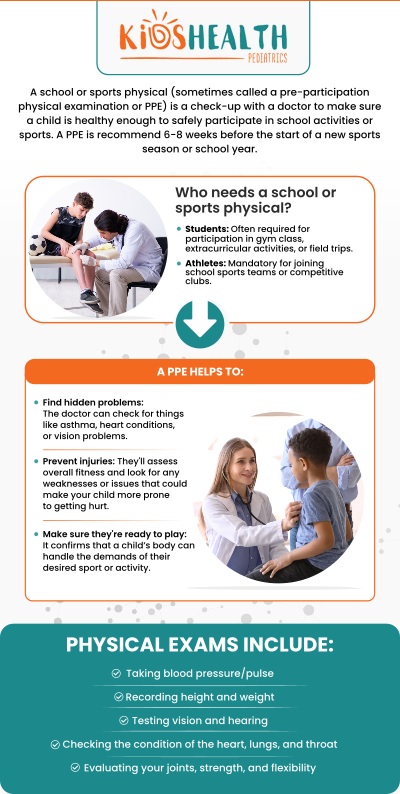At KidsHealth Pediatrics in Scottsdale, AZ, our practice provides thorough sports physical evaluations designed to help young athletes prepare for safe participation in school and recreational activities. Our team understands that every child has unique health needs, which is why we focus on evaluating overall wellness, physical readiness, and any factors that may affect athletic performance. We provide personalized pediatric care that helps families feel confident about their child’s ability to participate in sports activities safely. For more information, please contact us or book an appointment online. We have a convenient location at 5425 E Bell Rd Suite 131, Scottsdale, AZ 85254. At KidsHealth Pediatrics in Scottsdale, AZ, our practice provides thorough sports physical evaluations designed to help young athletes prepare for safe participation in school and recreational activities. Our team understands that every child has unique health needs, which is why we focus on evaluating overall wellness, physical readiness, and any factors that may affect athletic performance. We provide personalized pediatric care that helps families feel confident about their child’s ability to participate in sports activities safely. For more information, please contact us or book an appointment online. We have a convenient location at 5425 E Bell Rd Suite 131, Scottsdale, AZ 85254.